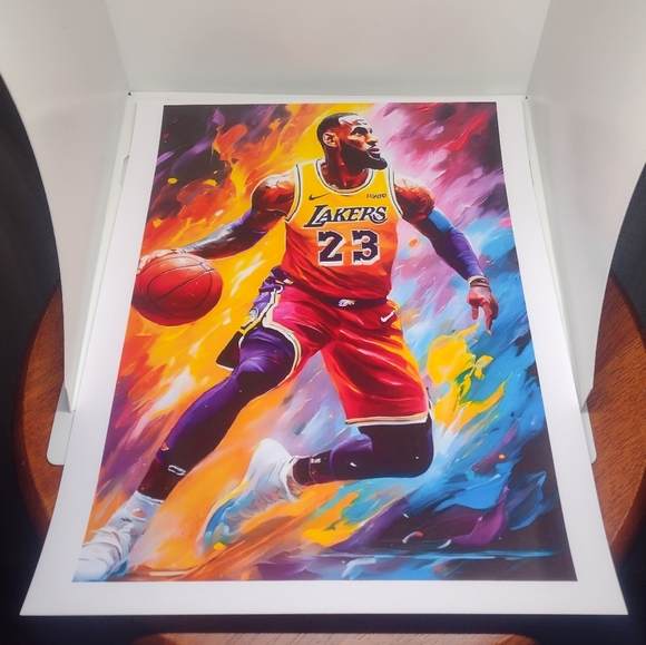 NEW!💯 LEBRON JAMES LAKERS 8.5x11 ULTRA PREMIUM GLOSSY COLOR ART REPRINT POSTER - Picture 7 of 7